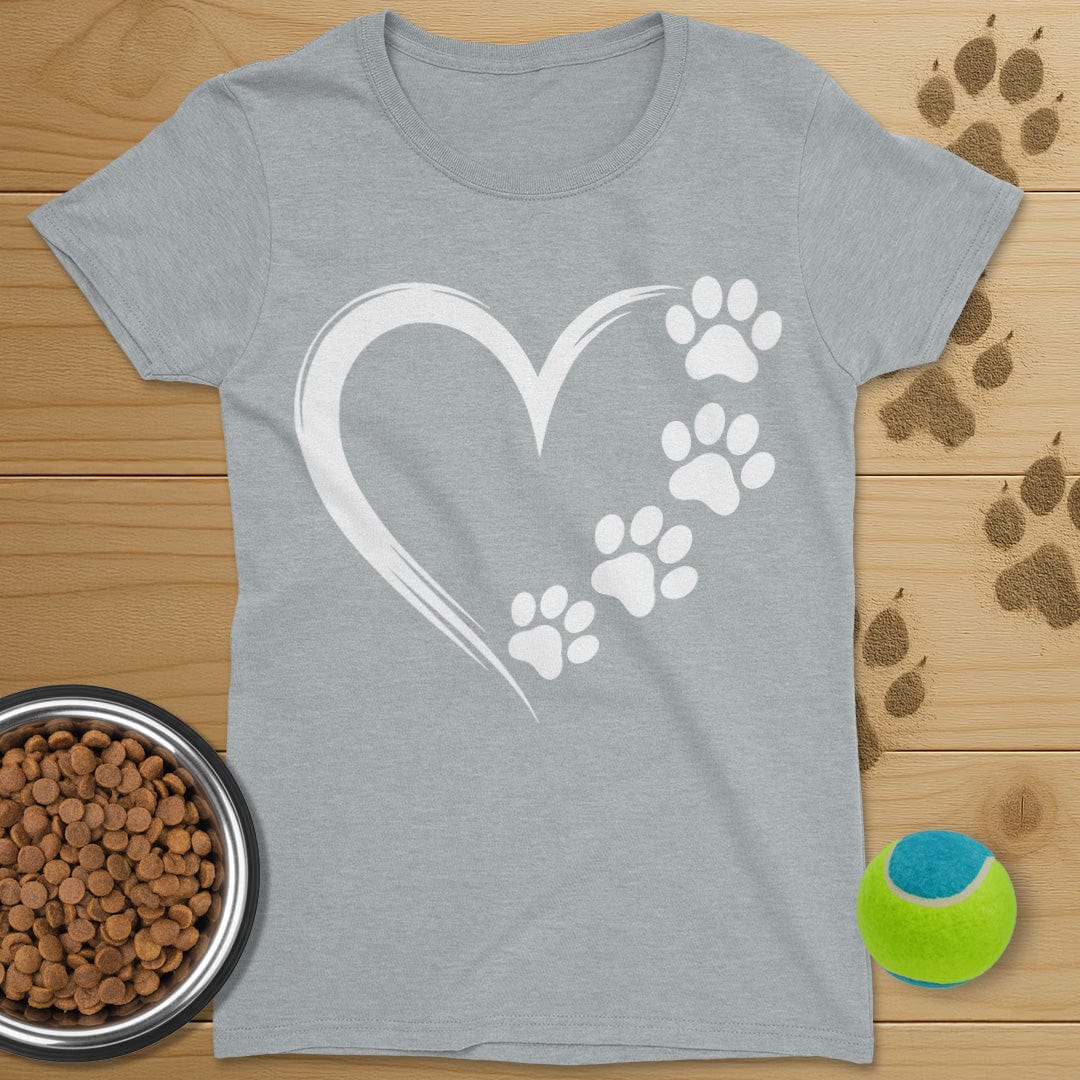 Heart and Dog Paws T-Shirt-Womens