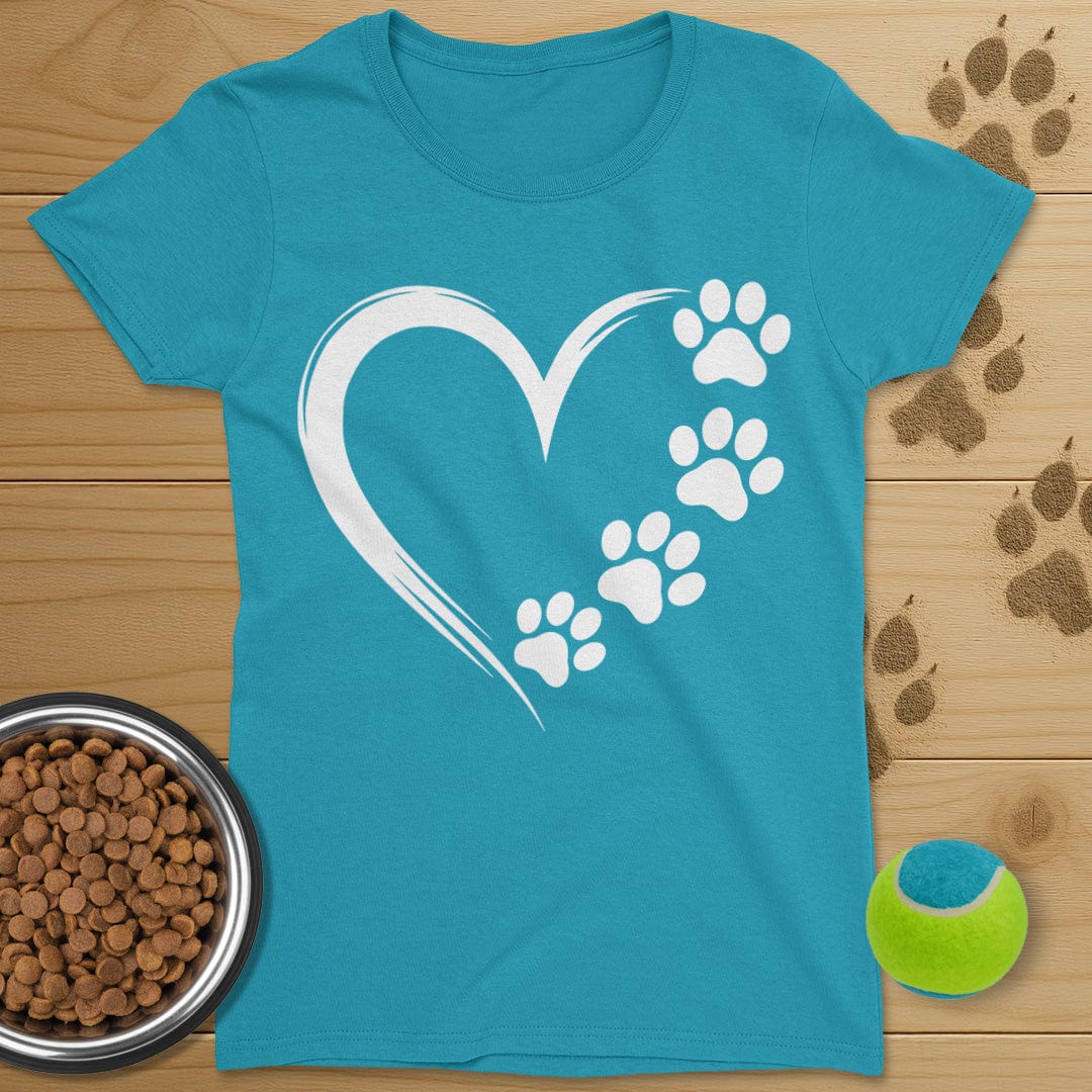 Heart and Dog Paws T-Shirt-Womens