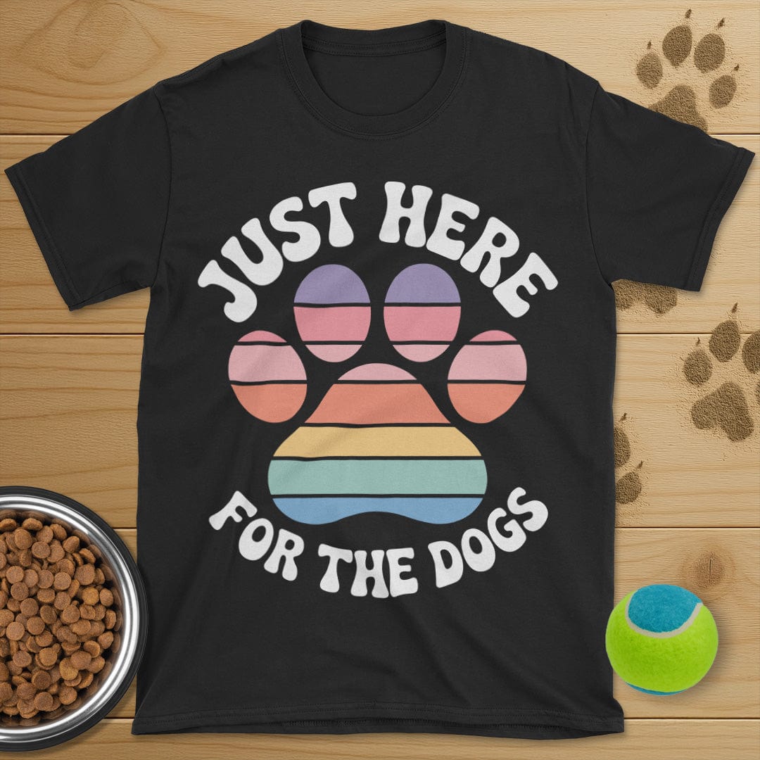 Just Here For The Dogs Retro Paw T-Shirt