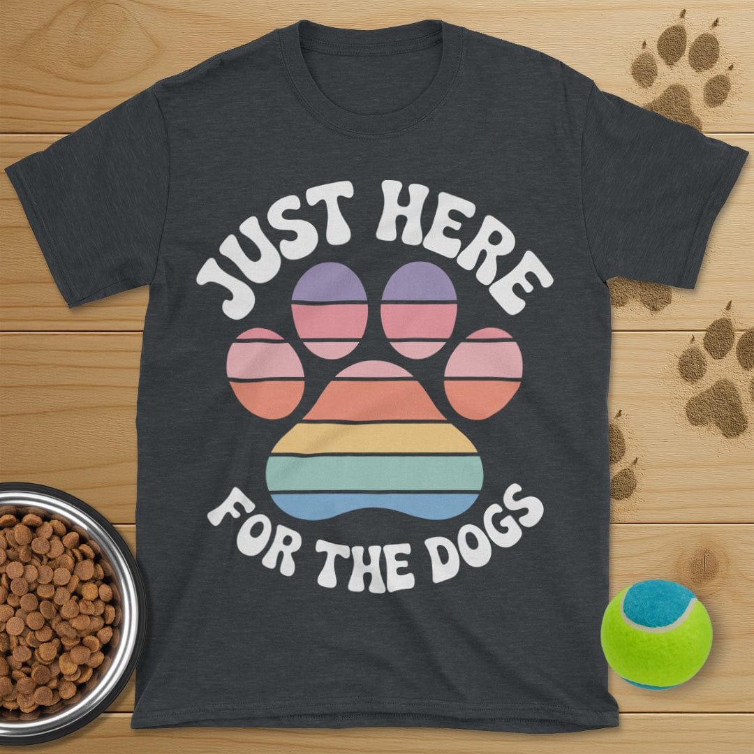 Just Here For The Dogs Retro Paw T-Shirt