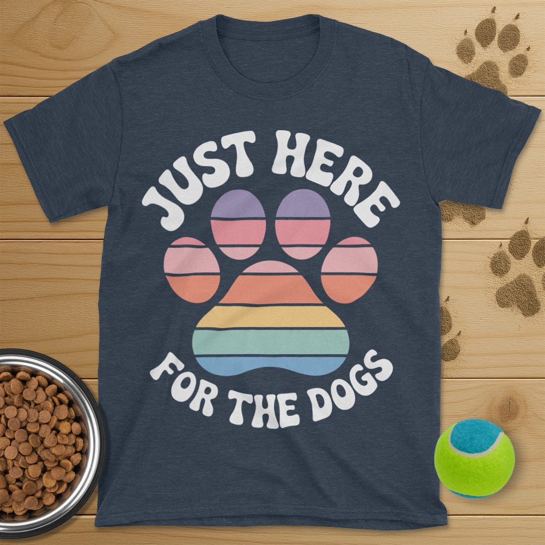 Just Here For The Dogs Retro Paw T-Shirt