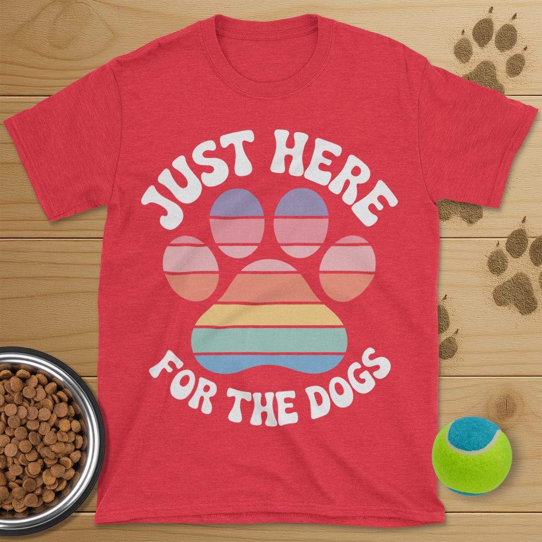Just Here For The Dogs Retro Paw T-Shirt