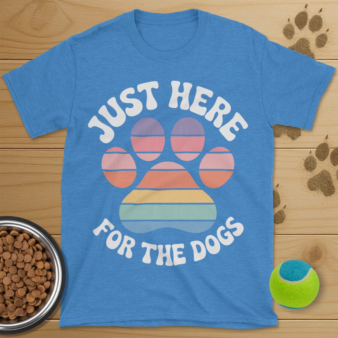 Just Here For The Dogs Retro Paw T-Shirt