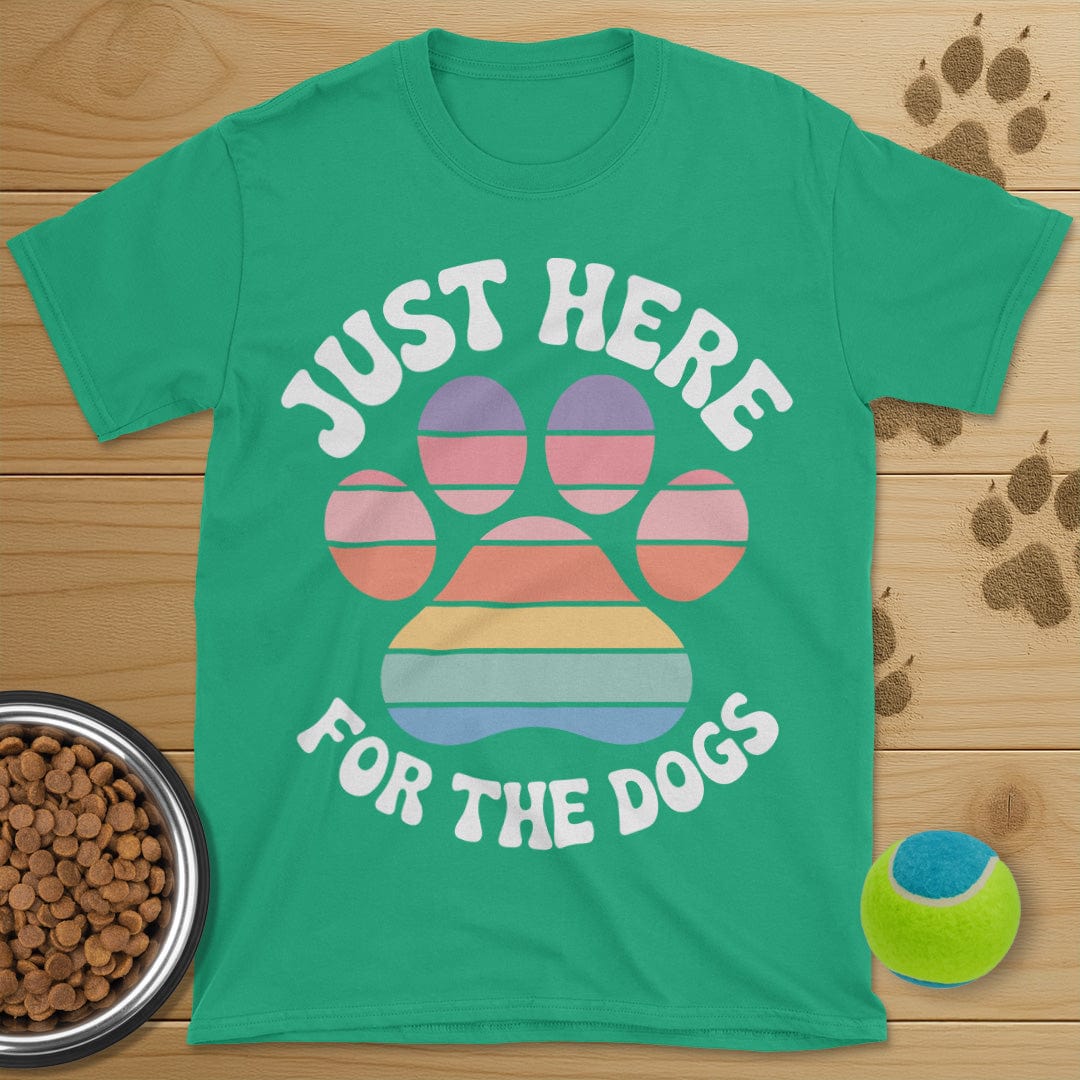Just Here For The Dogs Retro Paw T-Shirt
