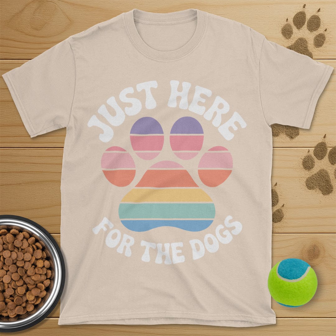 Just Here For The Dogs Retro Paw T-Shirt