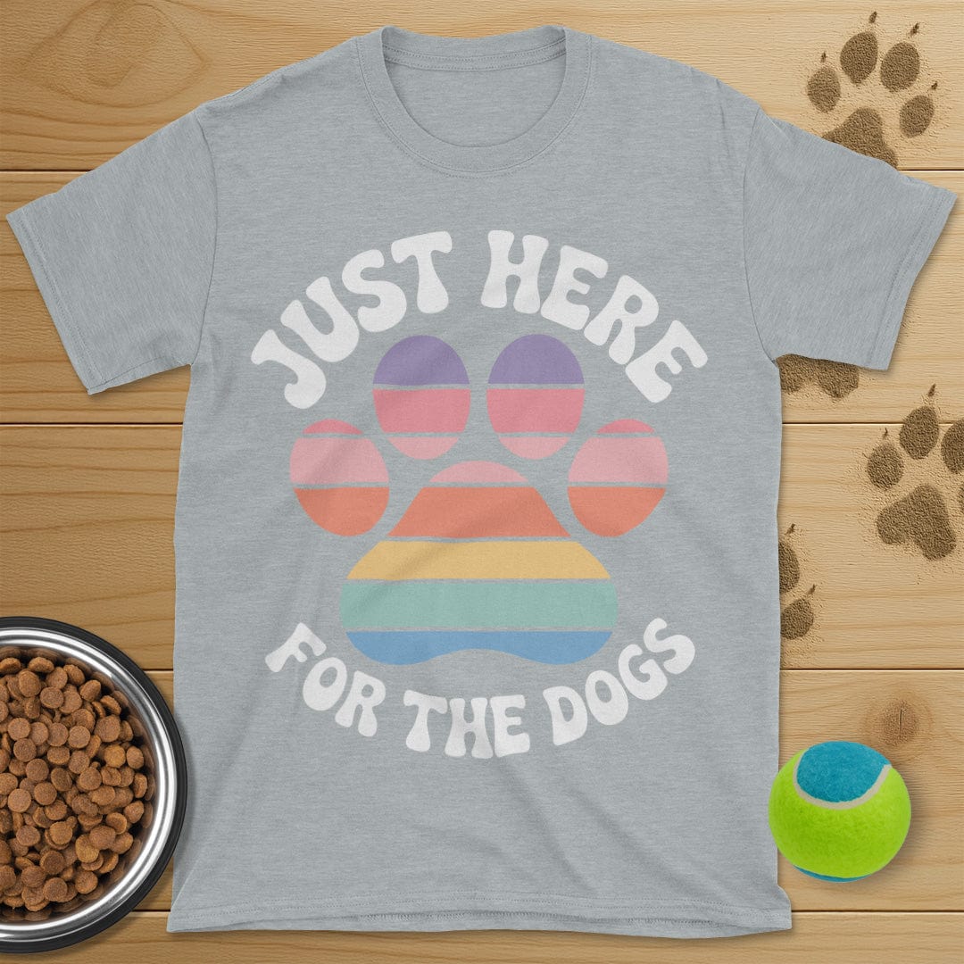 Just Here For The Dogs Retro Paw T-Shirt