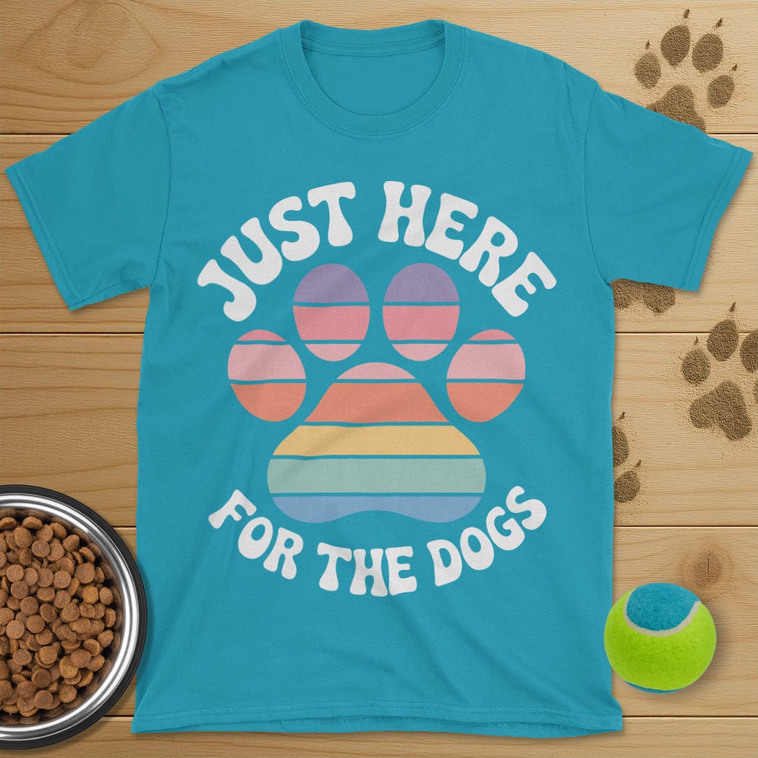Just Here For The Dogs Retro Paw T-Shirt