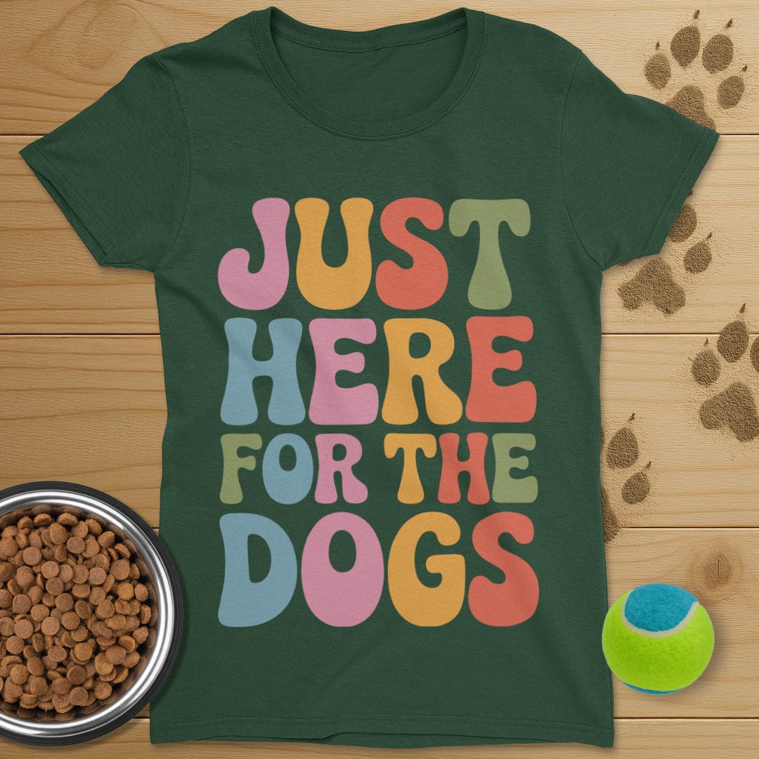 Just Here For The Dogs Retro T-Shirt-Womens