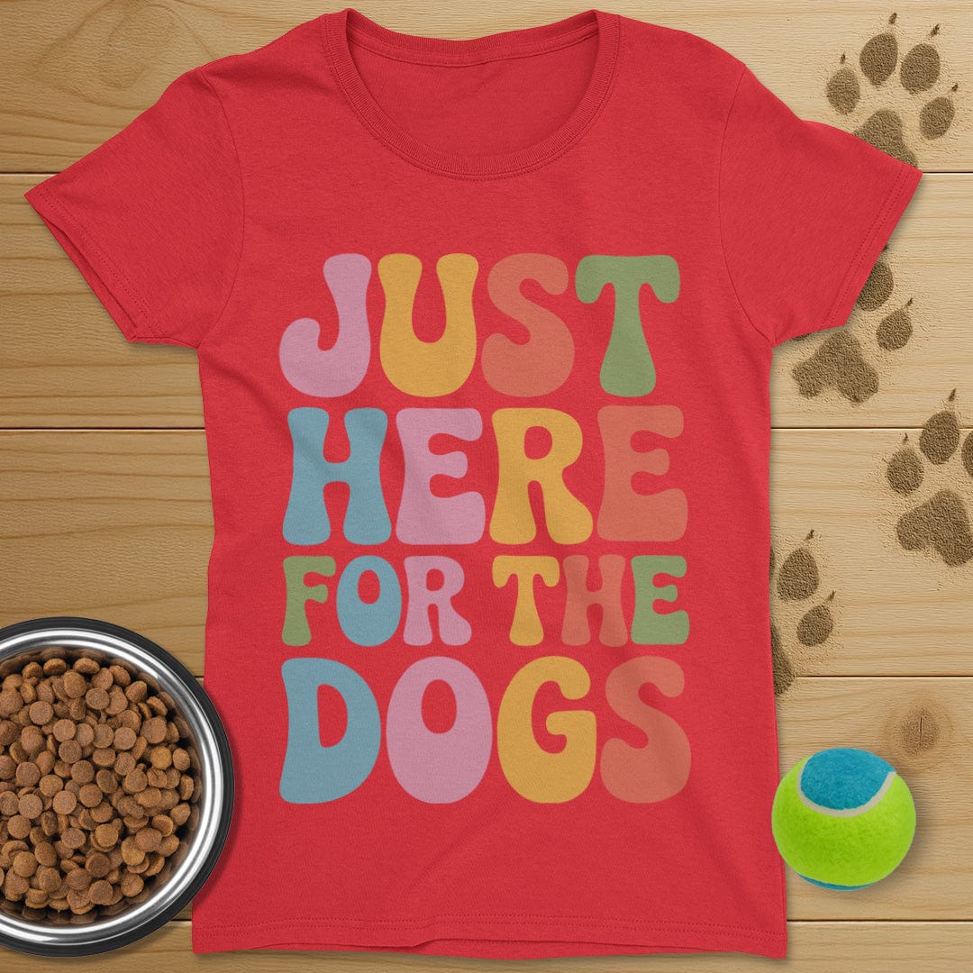 Just Here For The Dogs Retro T-Shirt-Womens