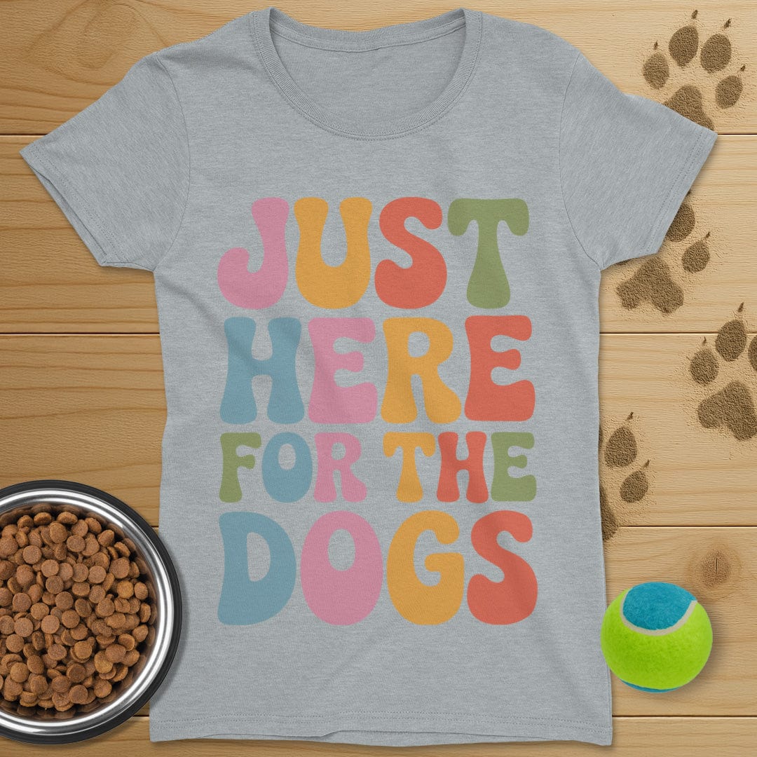 Just Here For The Dogs Retro T-Shirt-Womens