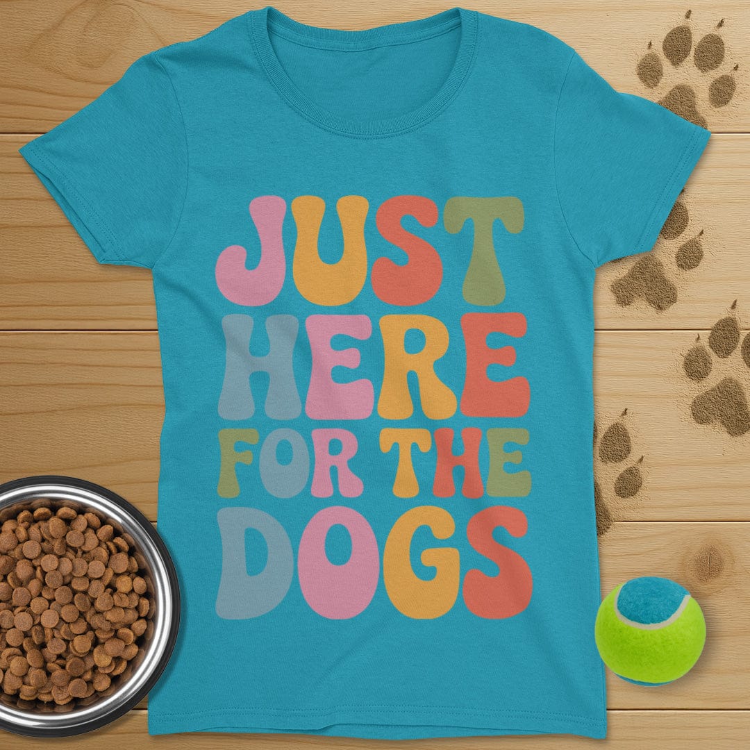 Just Here For The Dogs Retro T-Shirt-Womens