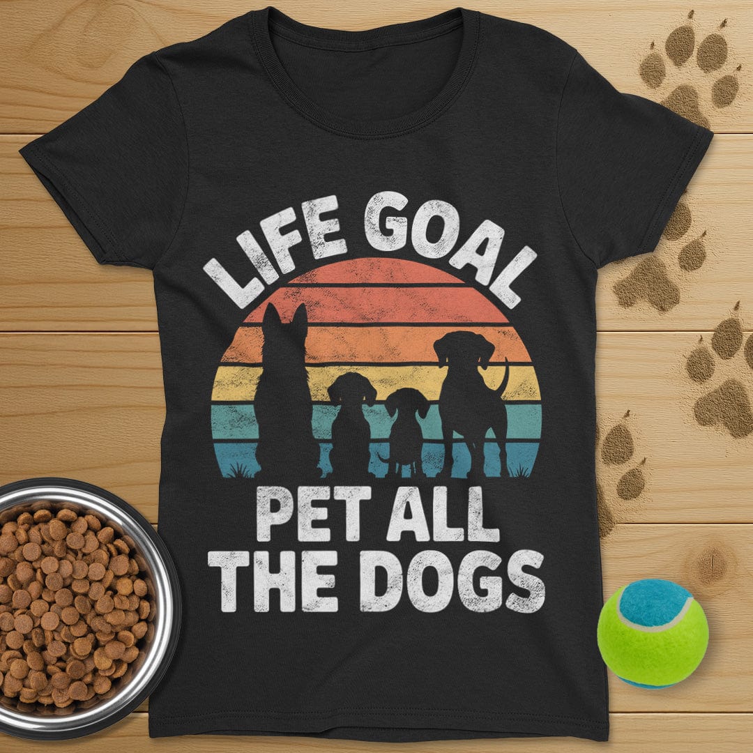 Life Goal Pet All The Dogs Distressed T-Shirt-Womens