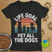 Life Goal Pet All The Dogs Distressed T-Shirt-Womens