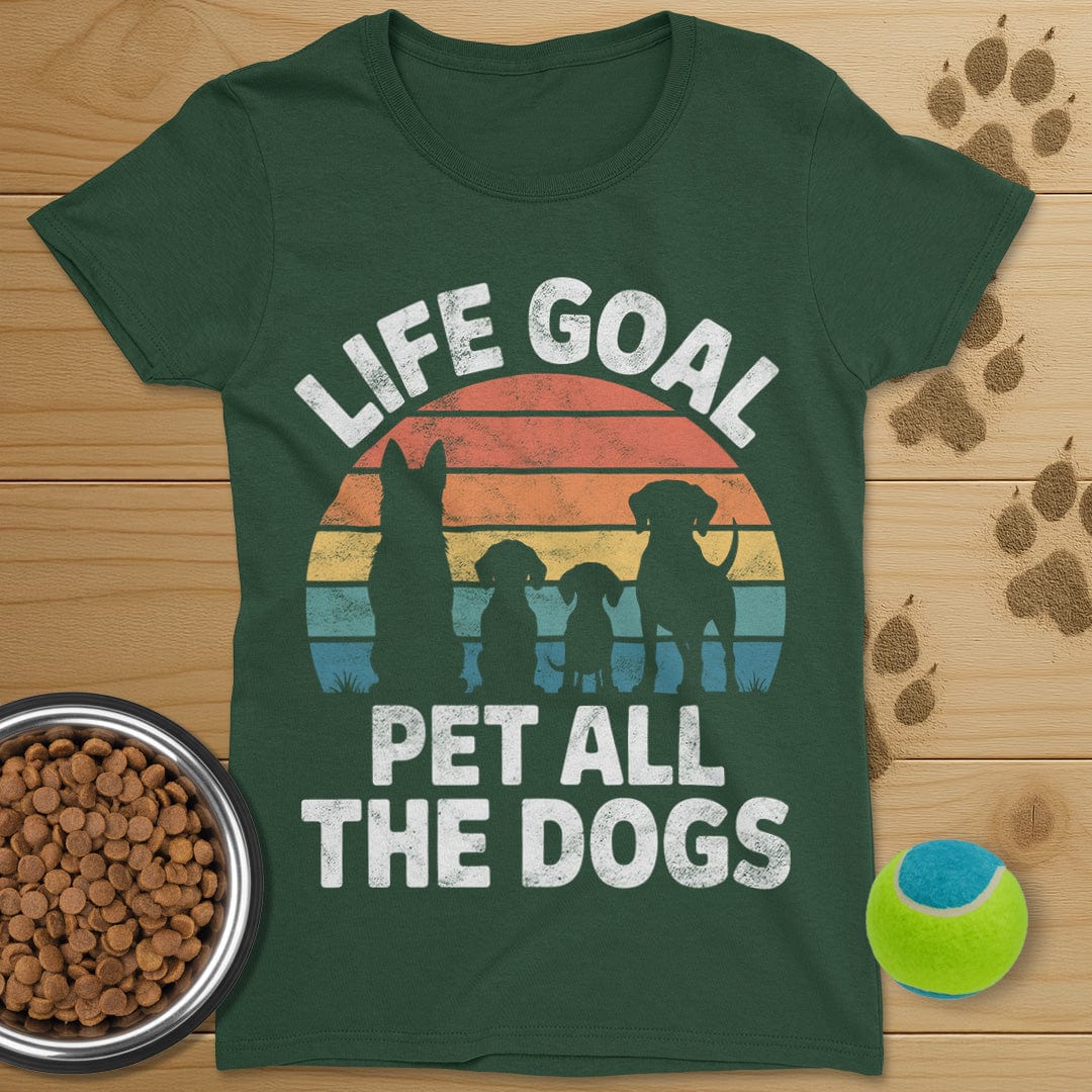Life Goal Pet All The Dogs Distressed T-Shirt-Womens