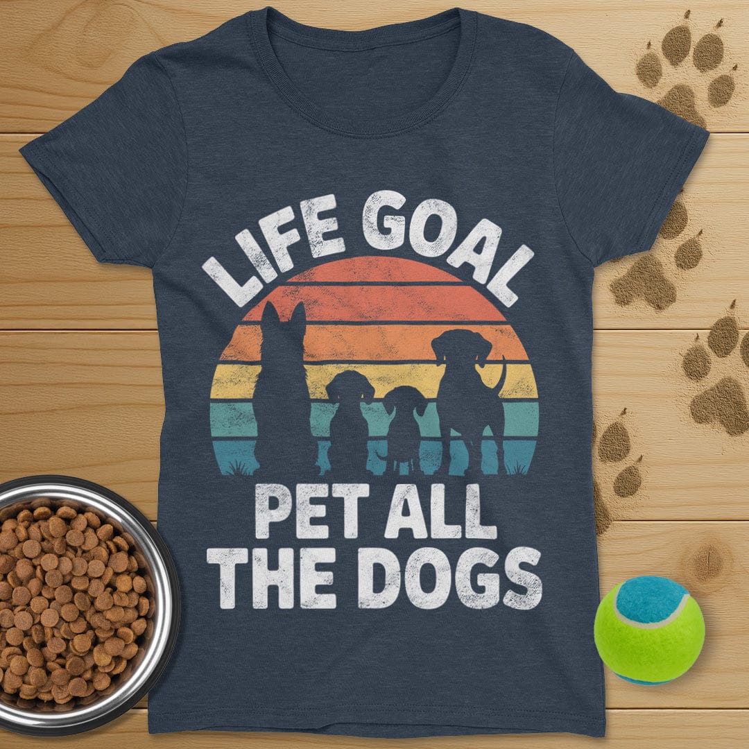 Life Goal Pet All The Dogs Distressed T-Shirt-Womens