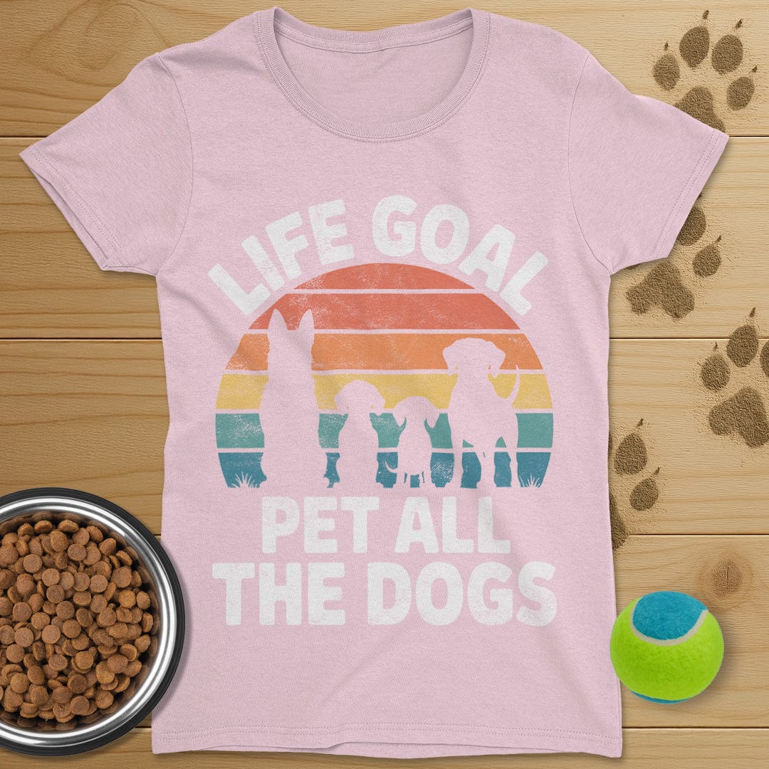 Life Goal Pet All The Dogs Distressed T-Shirt-Womens