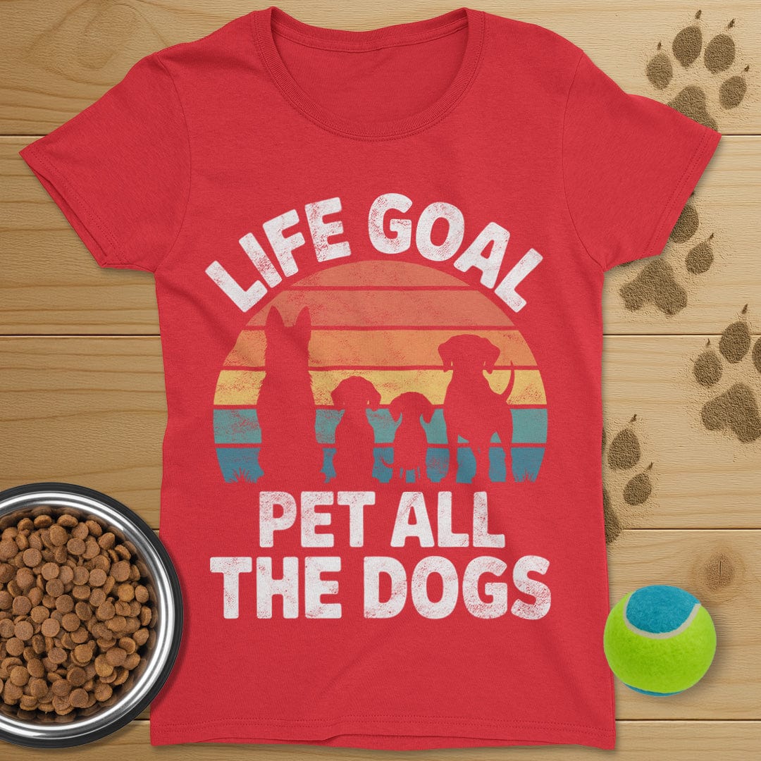 Life Goal Pet All The Dogs Distressed T-Shirt-Womens
