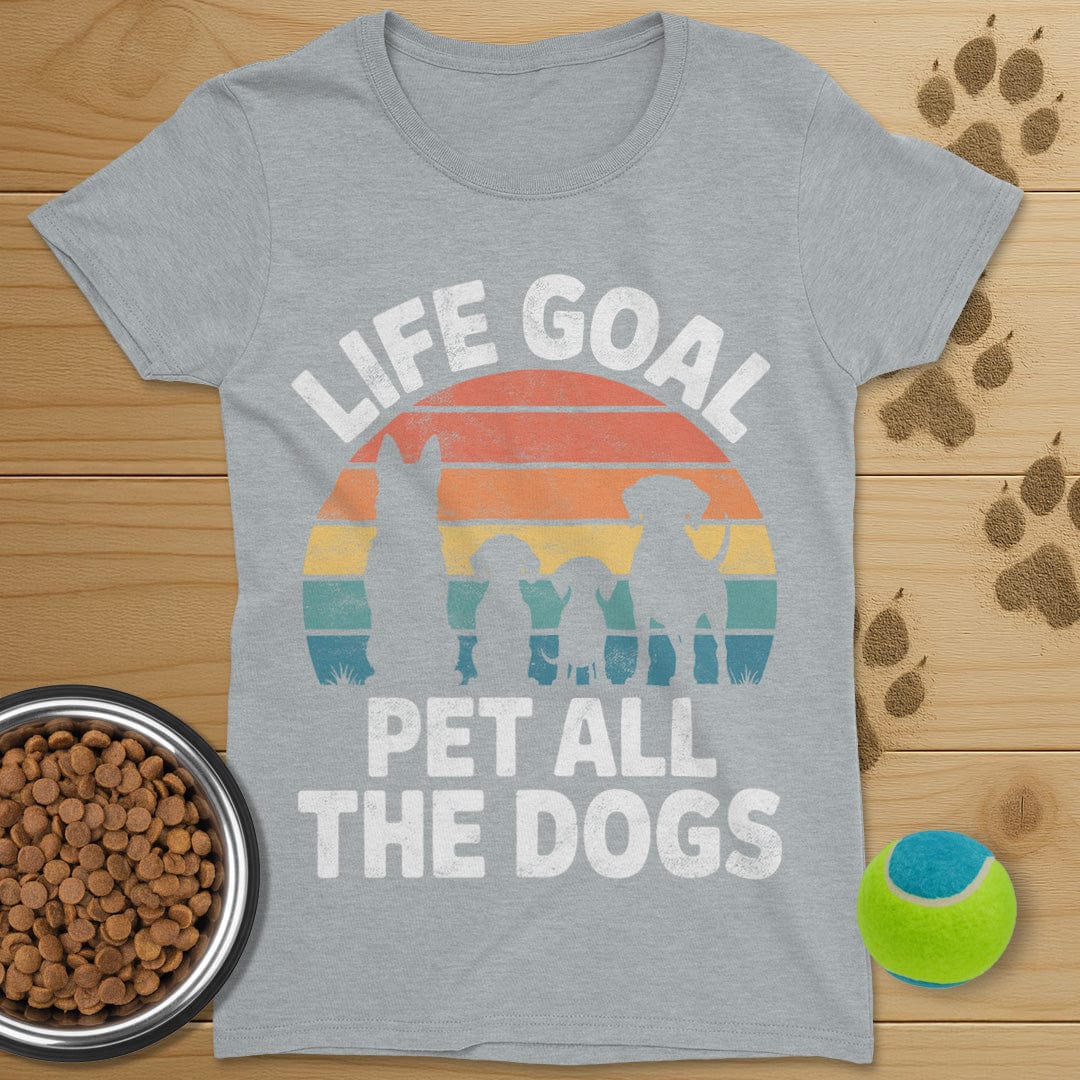 Life Goal Pet All The Dogs Distressed T-Shirt-Womens