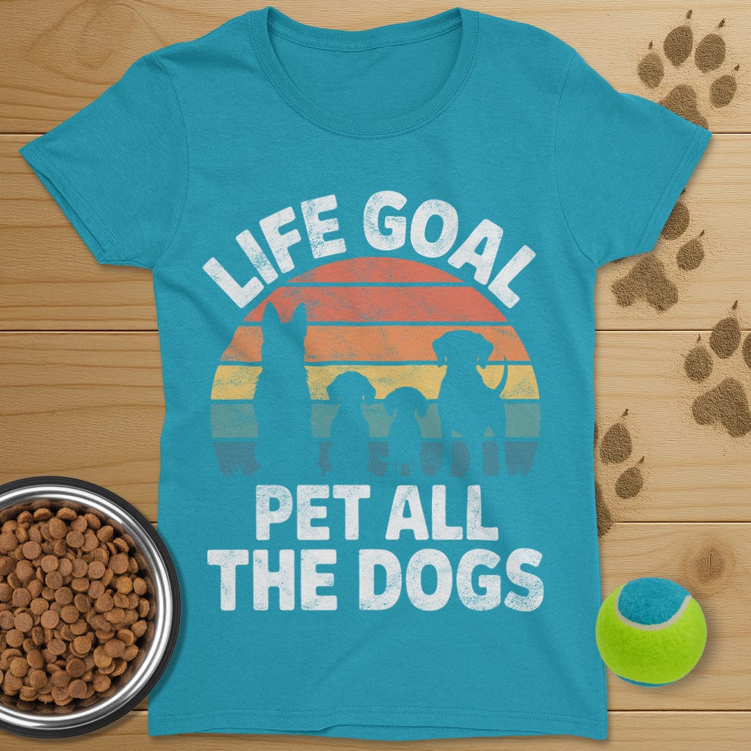 Life Goal Pet All The Dogs Distressed T-Shirt-Womens