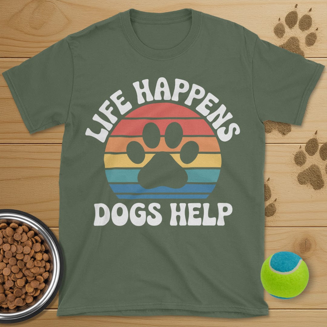 Life Happens Dogs Help Retro T-Shirt