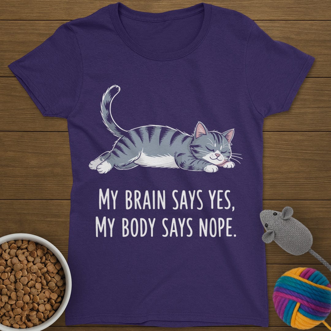 My Body Says Nope Cat T-Shirt Womens
