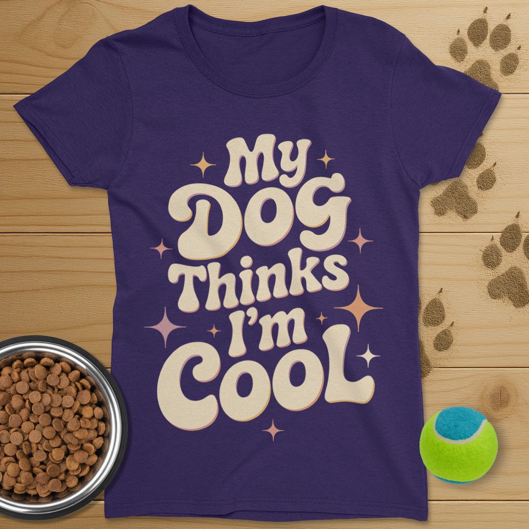 My Dog Thinks I'm Cool Retro T-Shirt-Womens