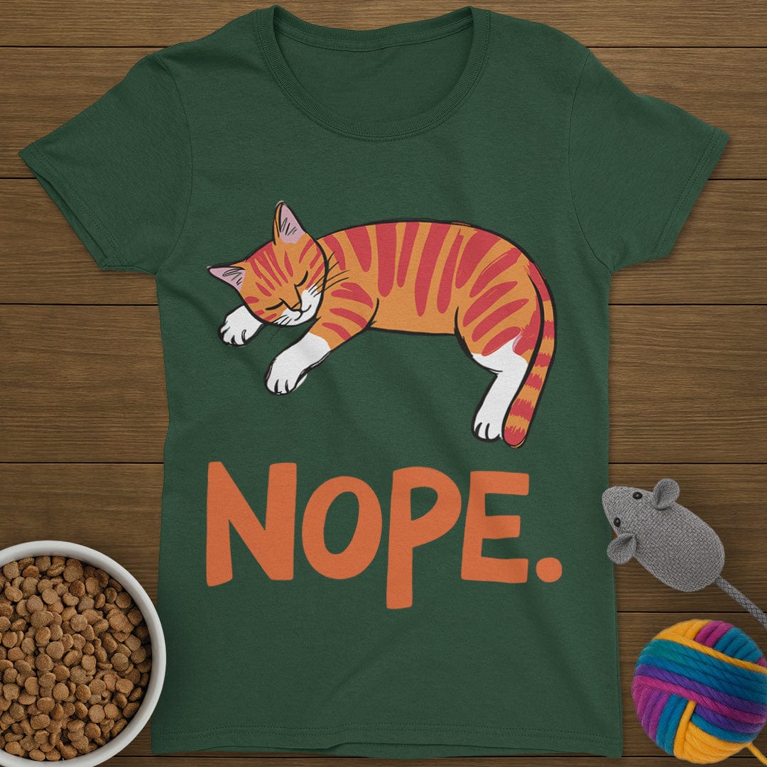 Nope Lazy Cat T-Shirt Womens