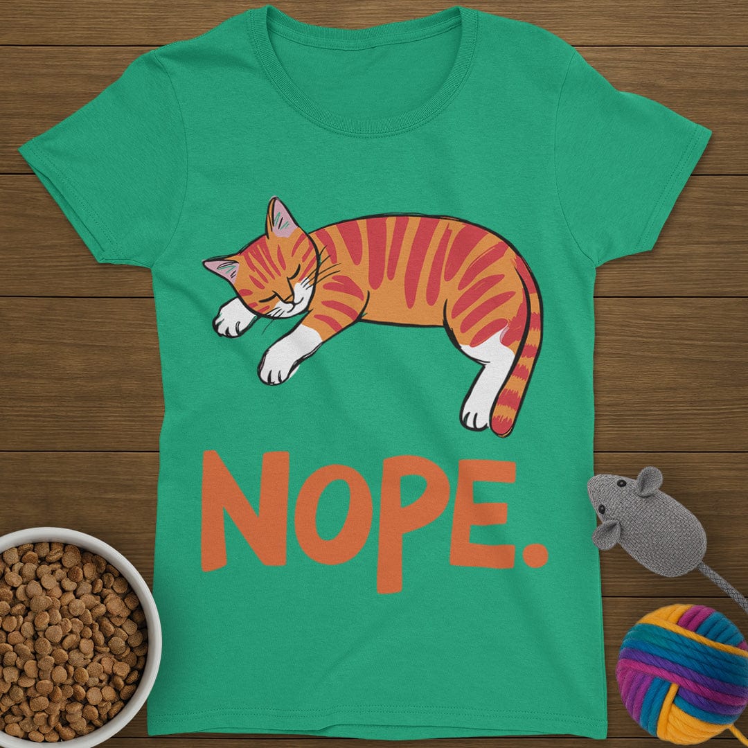 Nope Lazy Cat T-Shirt Womens