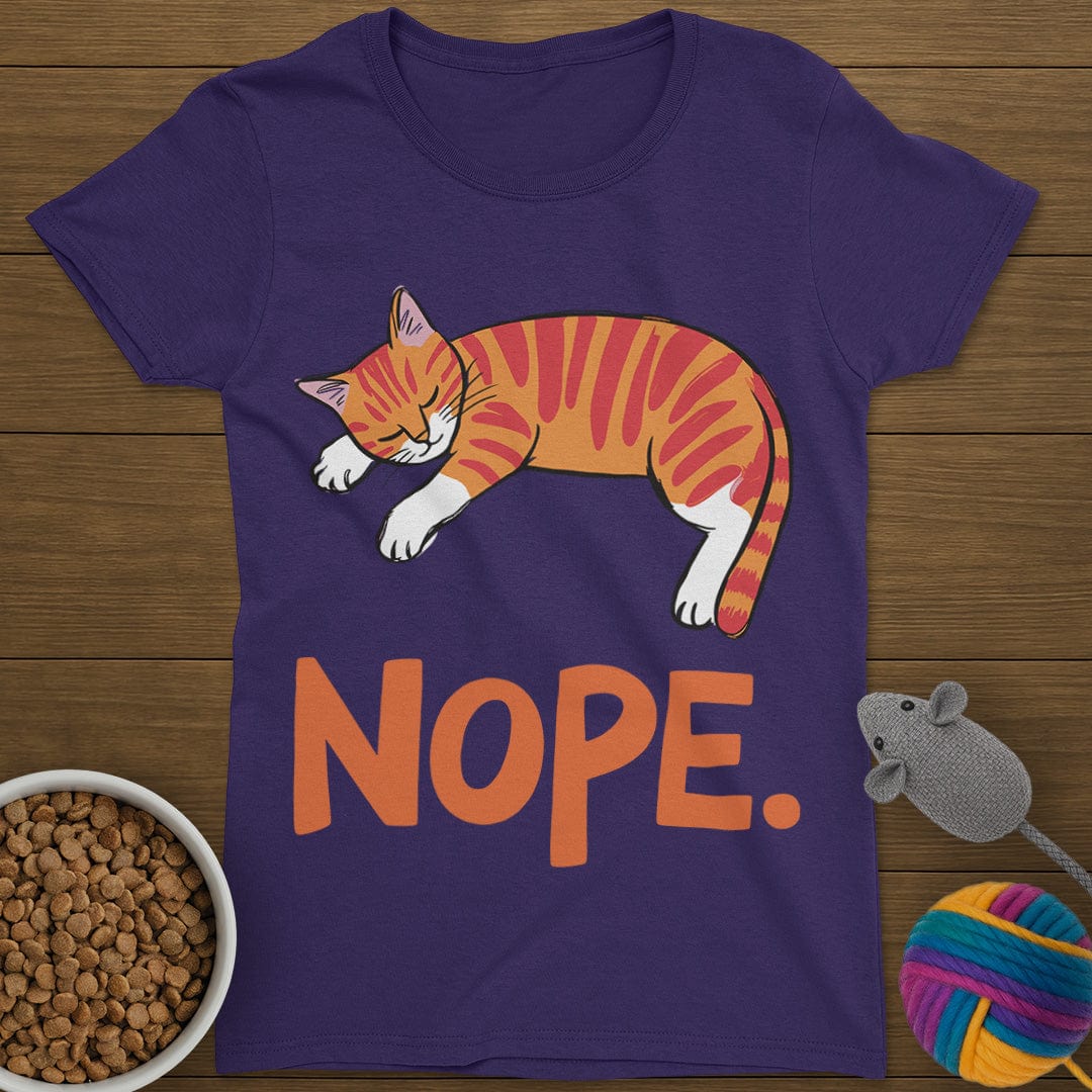 Nope Lazy Cat T-Shirt Womens