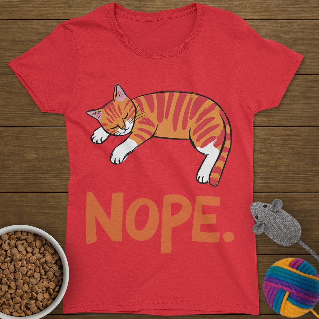 Nope Lazy Cat T-Shirt Womens