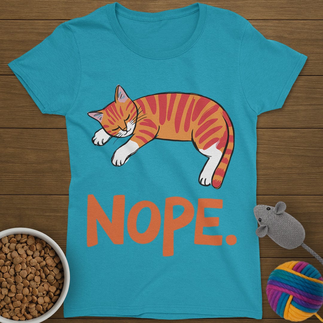Nope Lazy Cat T-Shirt Womens