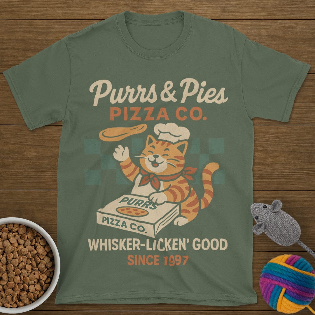 Purrs and Pies Pizza Co Cat T-Shirt