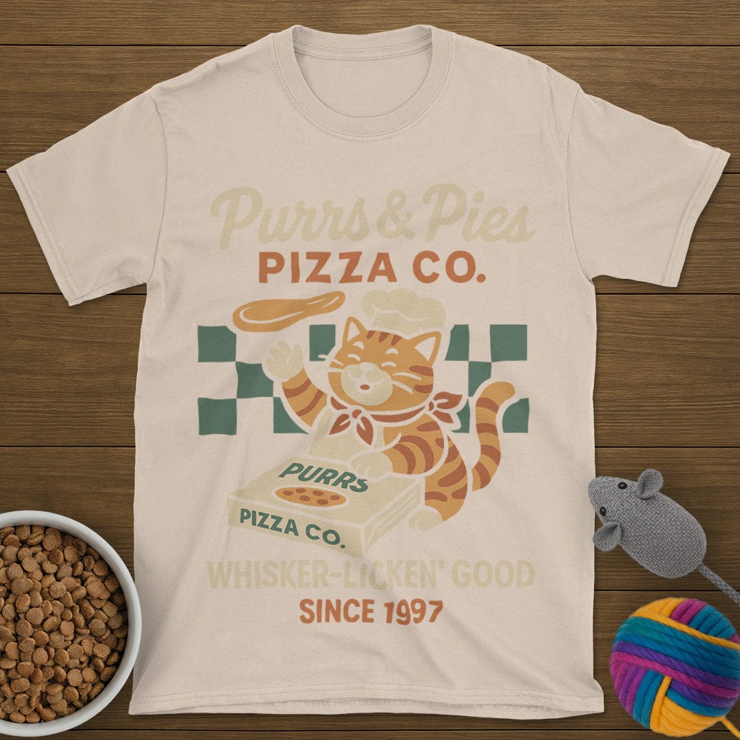 Purrs and Pies Pizza Co Cat T-Shirt