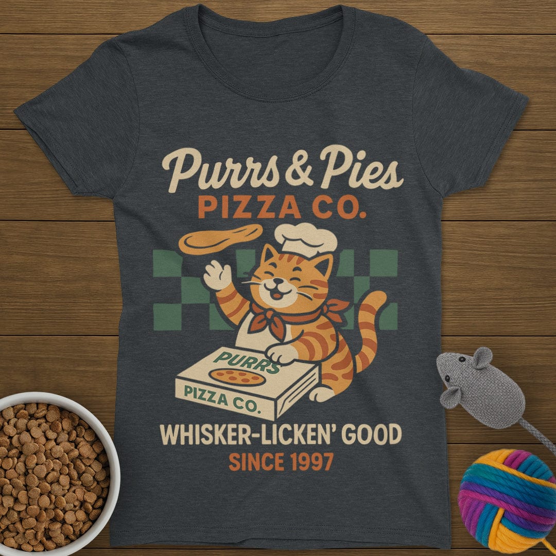 Purrs and Pies Pizza Co Cat T-Shirt Womens