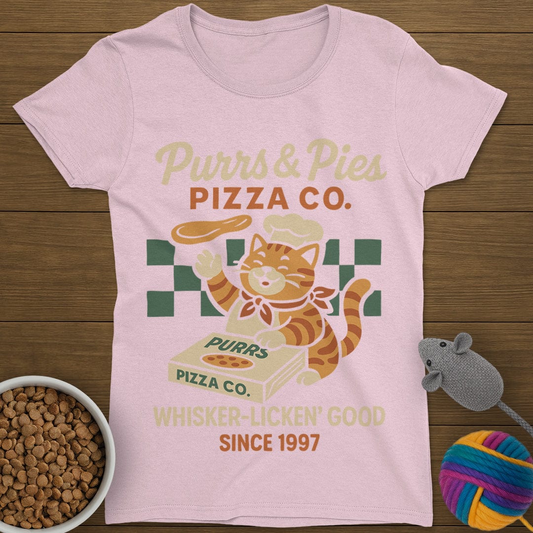 Purrs and Pies Pizza Co Cat T-Shirt Womens