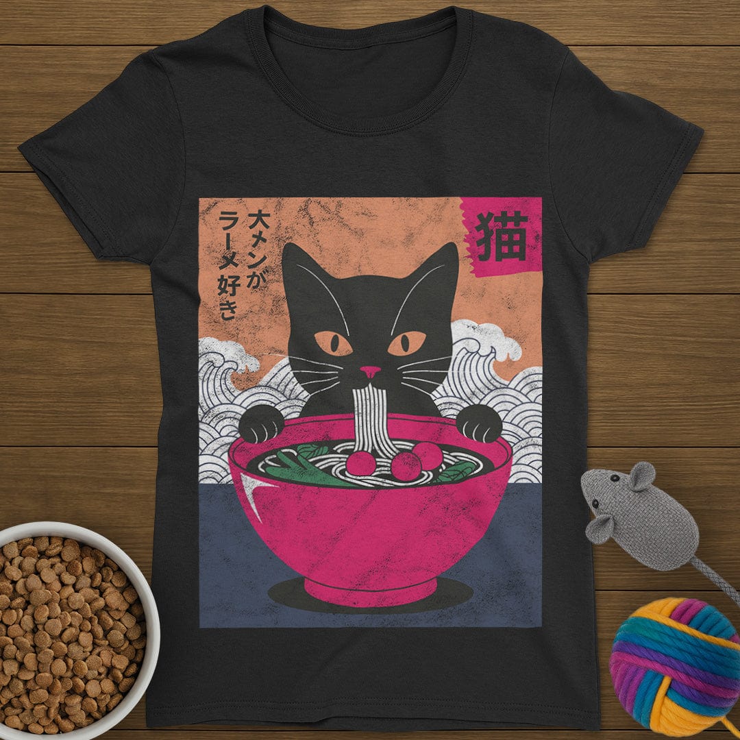 Ramen Noodles Cat T-Shirt Womens