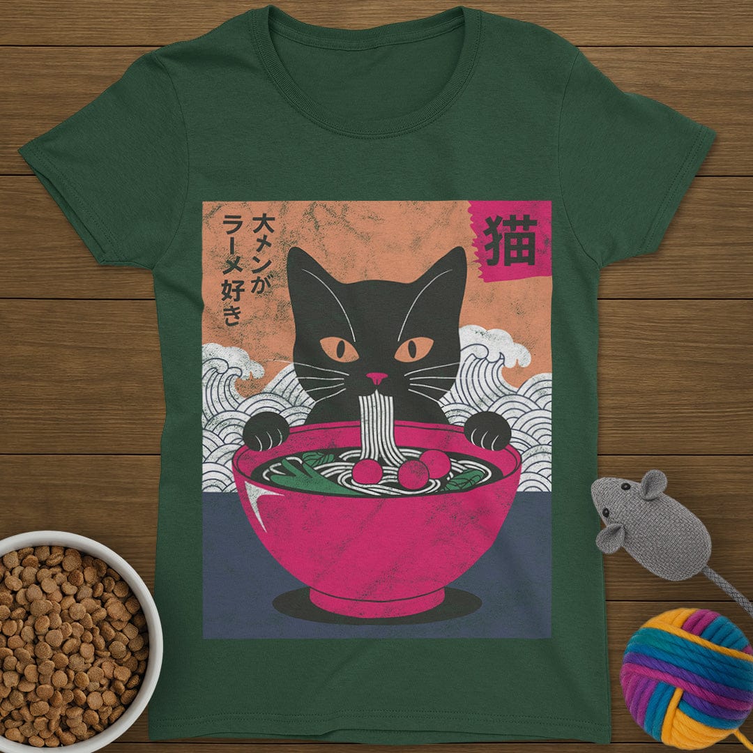 Ramen Noodles Cat T-Shirt Womens