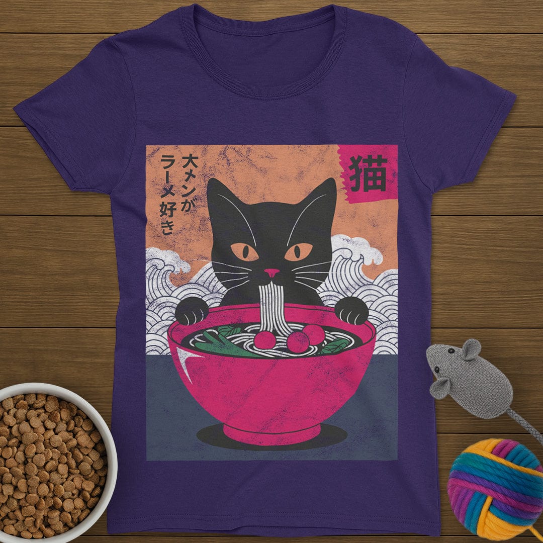 Ramen Noodles Cat T-Shirt Womens
