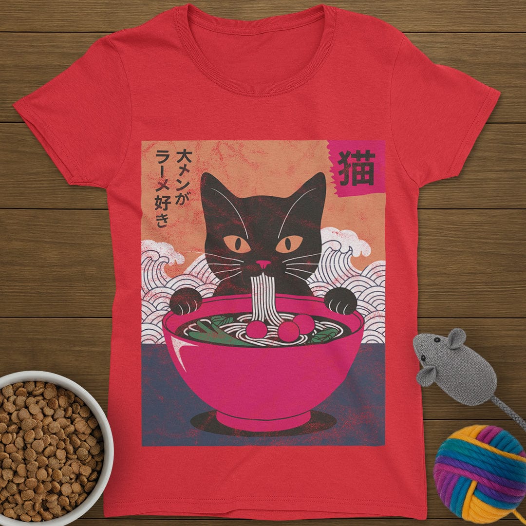 Ramen Noodles Cat T-Shirt Womens