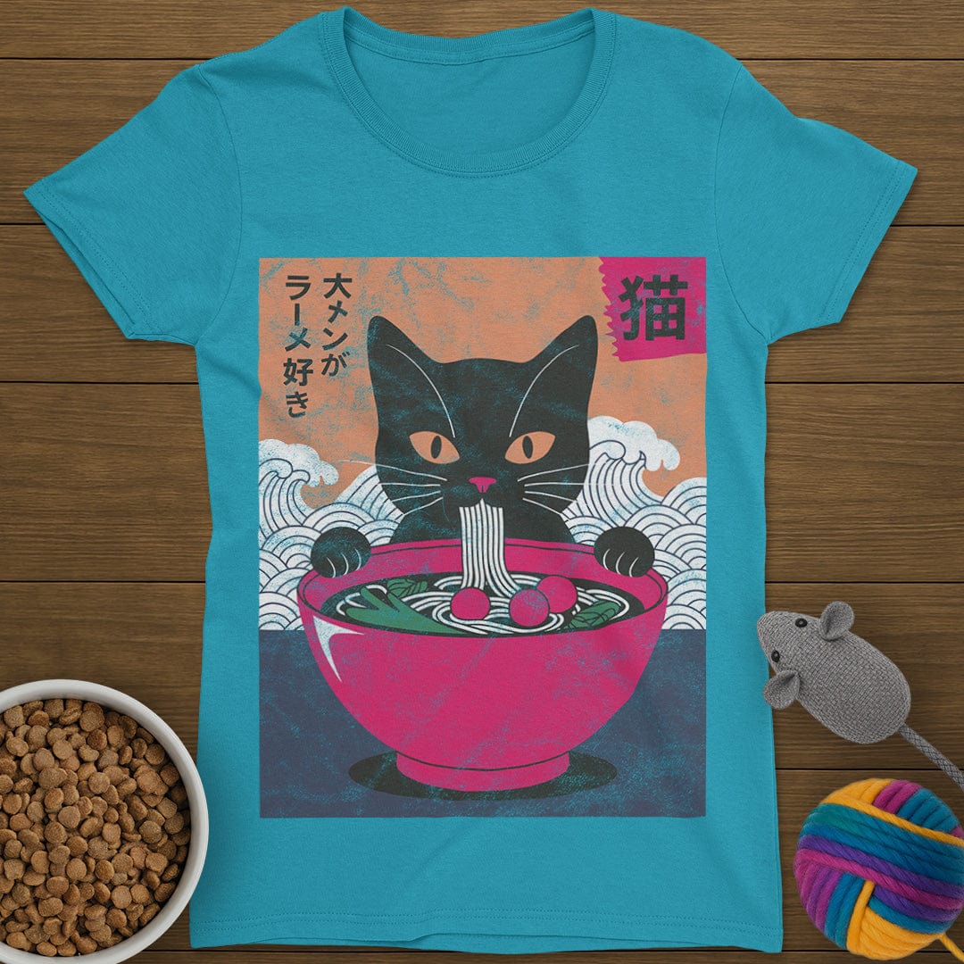 Ramen Noodles Cat T-Shirt Womens