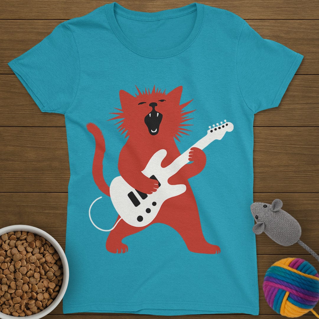 Rockstar Cat T-Shirt Womens