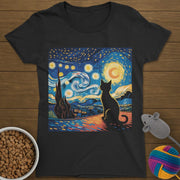 Starry Night Cat T-Shirt Womens