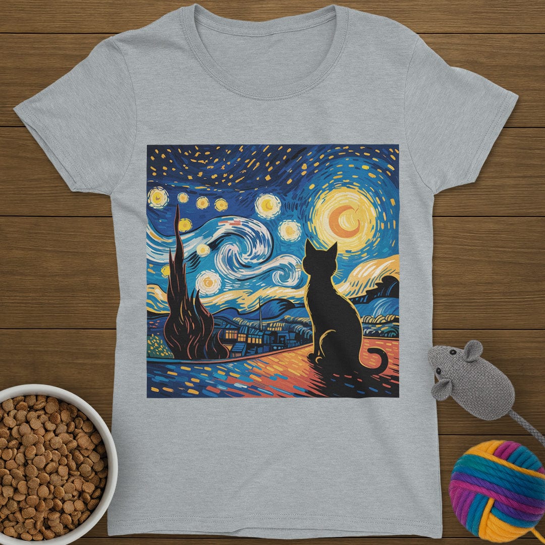 Starry Night Cat T-Shirt Womens