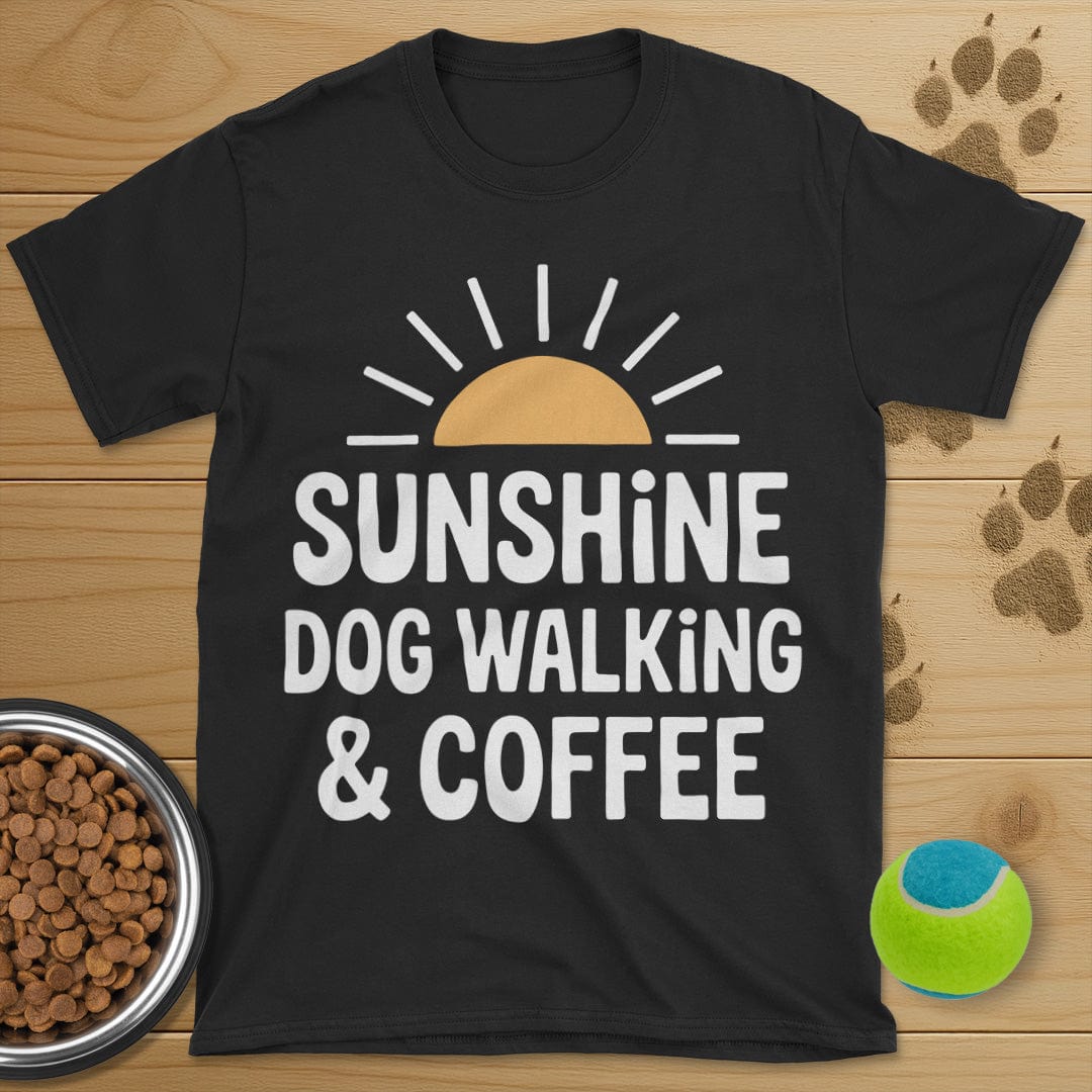 Sunshine Coffee and Dog Walking Retro T-Shirt