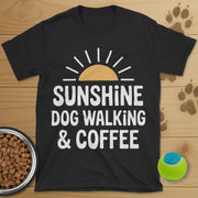 Sunshine Coffee and Dog Walking Retro T-Shirt