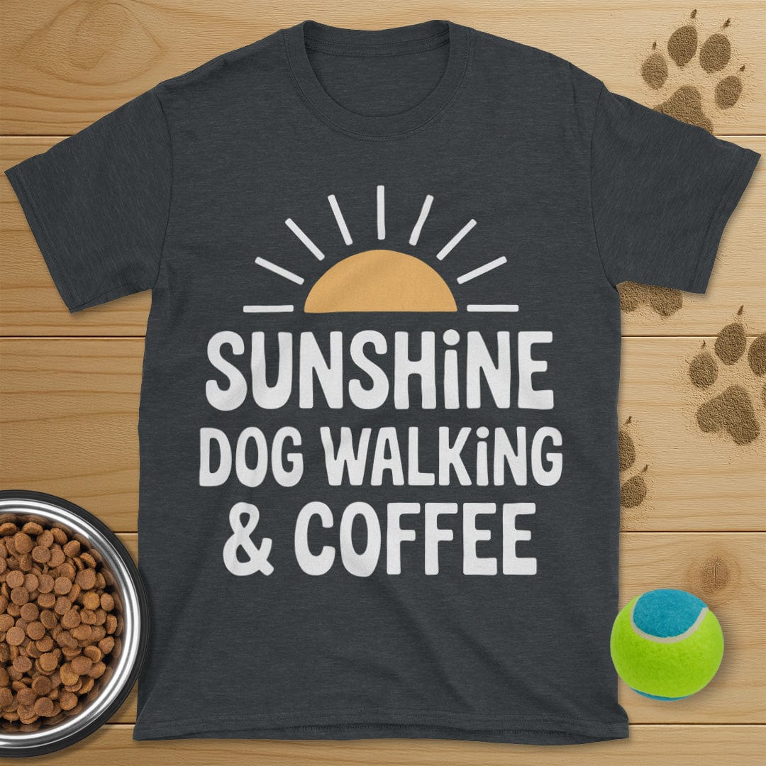 Sunshine Coffee and Dog Walking Retro T-Shirt