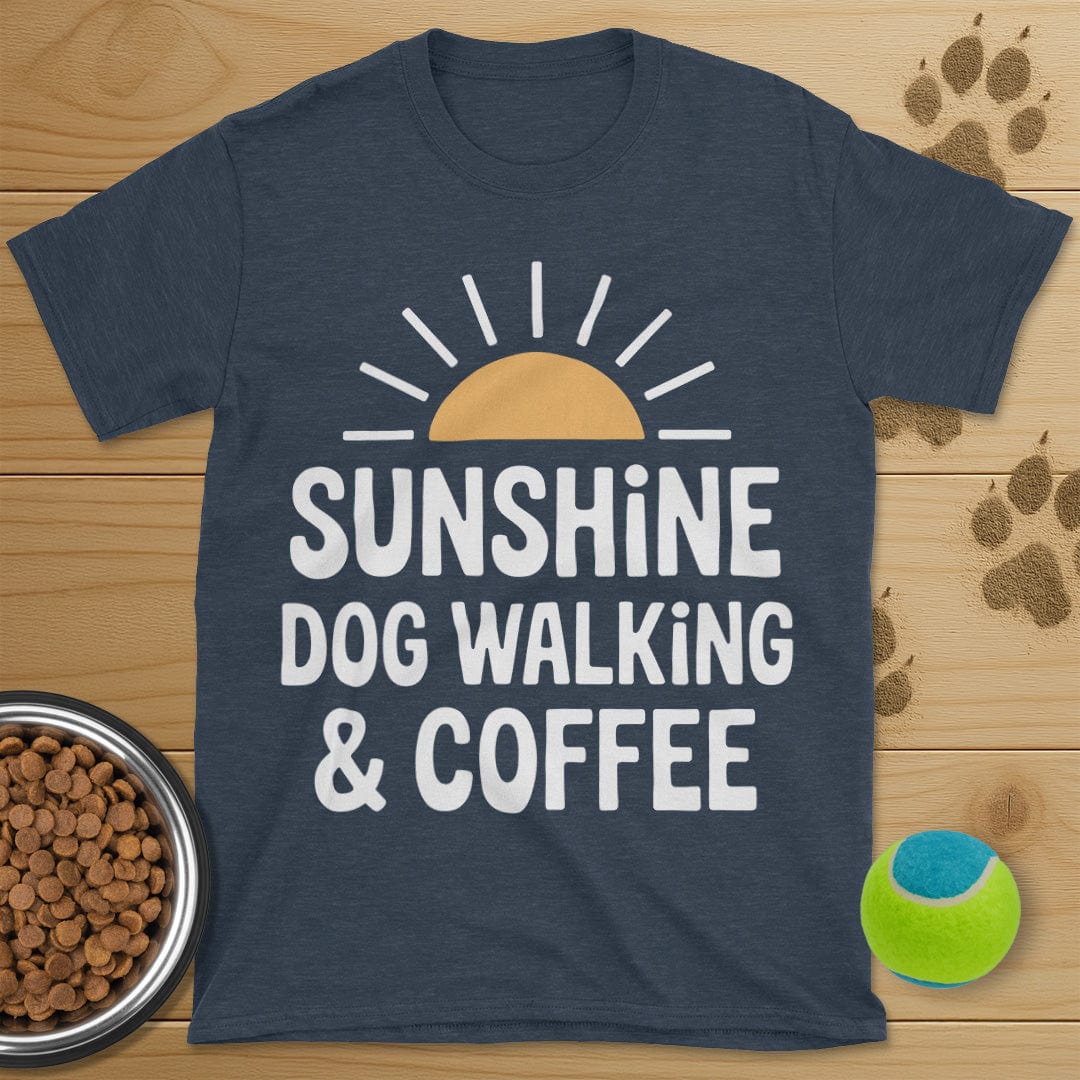 Sunshine Coffee and Dog Walking Retro T-Shirt