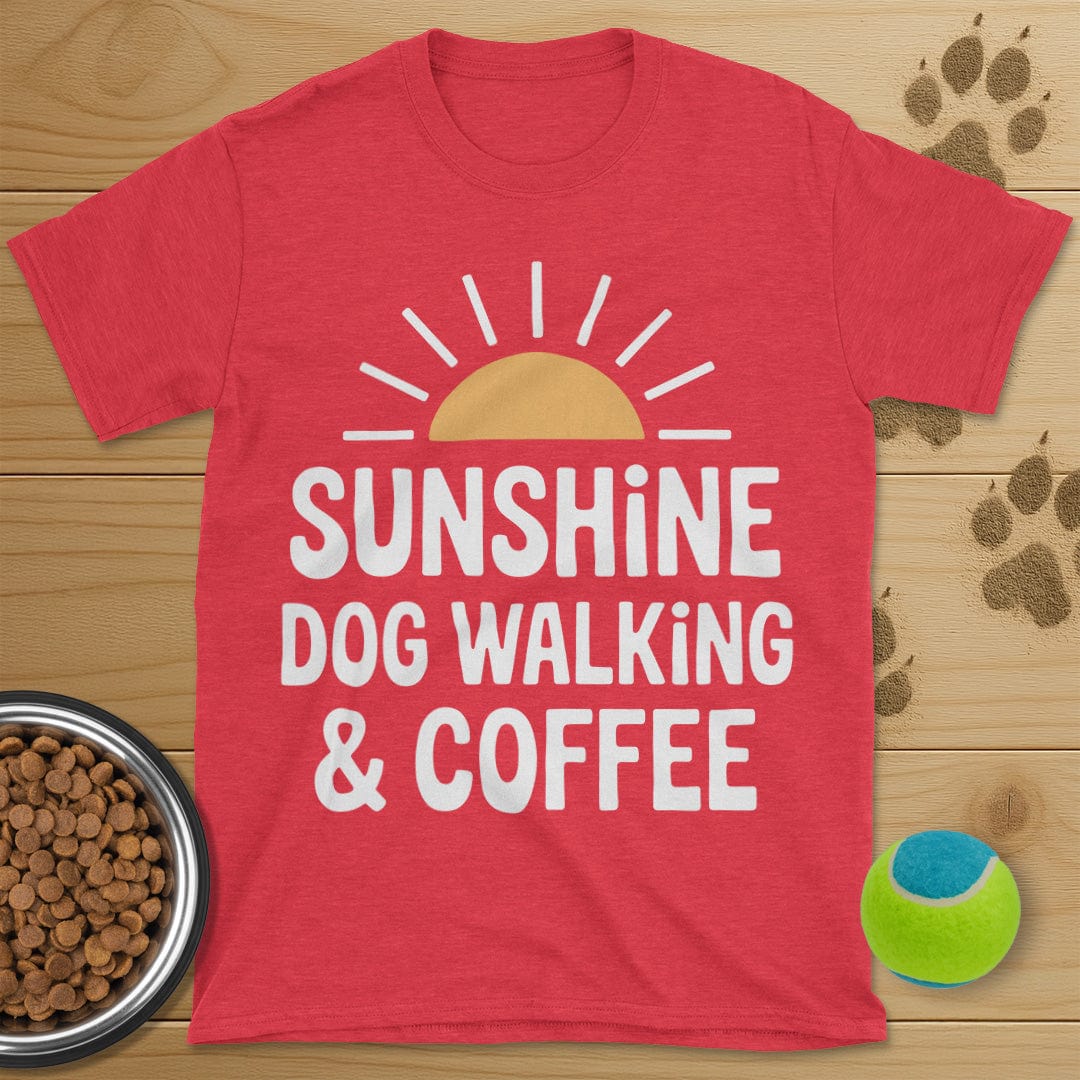 Sunshine Coffee and Dog Walking Retro T-Shirt
