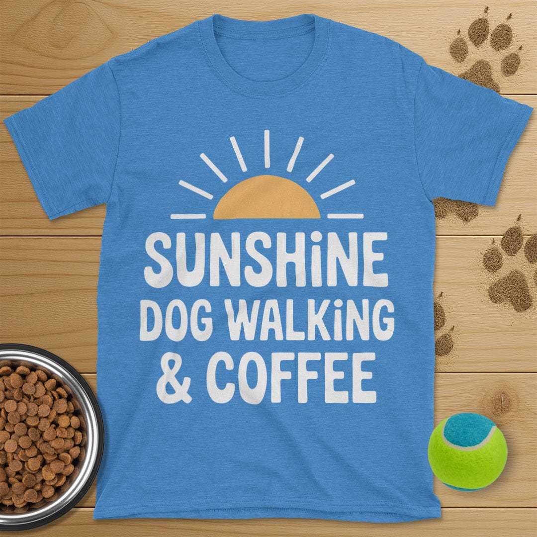 Sunshine Coffee and Dog Walking Retro T-Shirt