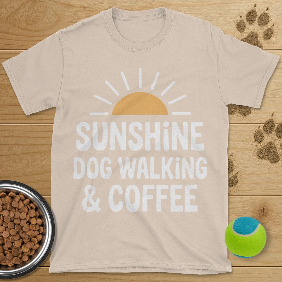 Sunshine Coffee and Dog Walking Retro T-Shirt
